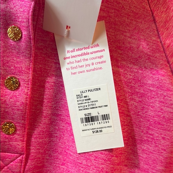 Lilly Pulitzer Fuchsia Henley Top - Picture 3 of 6